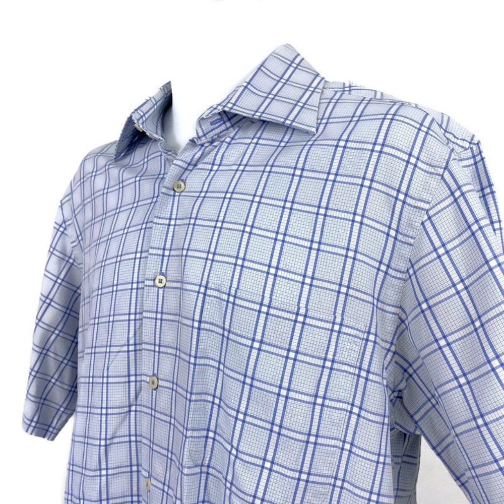 Pietrovani Collezioni Classic Men 100% Cotton Short Sleeve Plaid Shirt S…